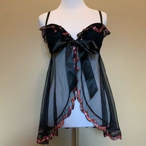 VS Vintage Sexy Little Things Sequin Ruffle Babydoll Lingerie Slip